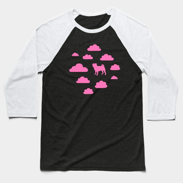 Pink Pugs In the Sky Baseball T-Shirt by XOOXOO